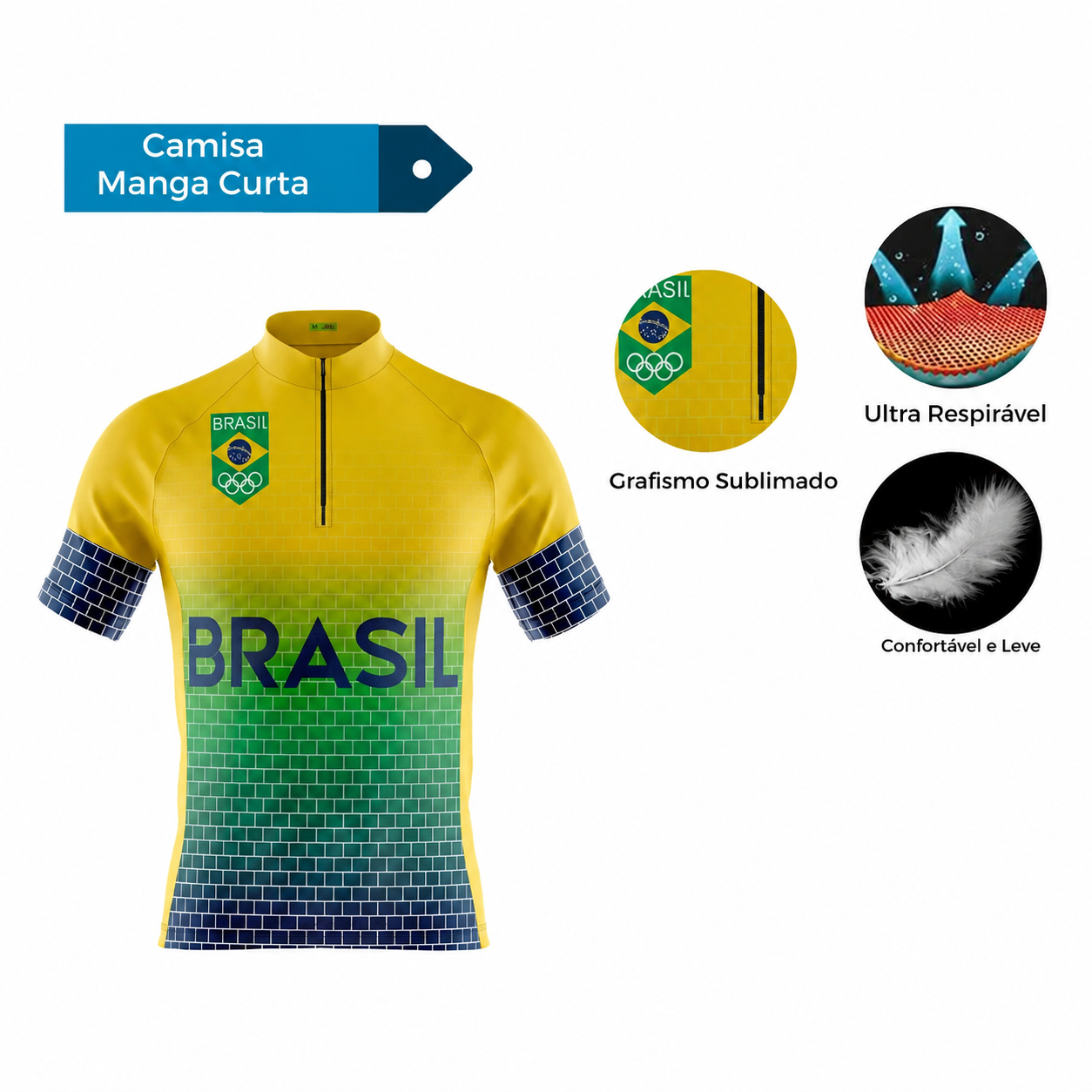 Camisa de Ciclismo Brasil Manga Curta