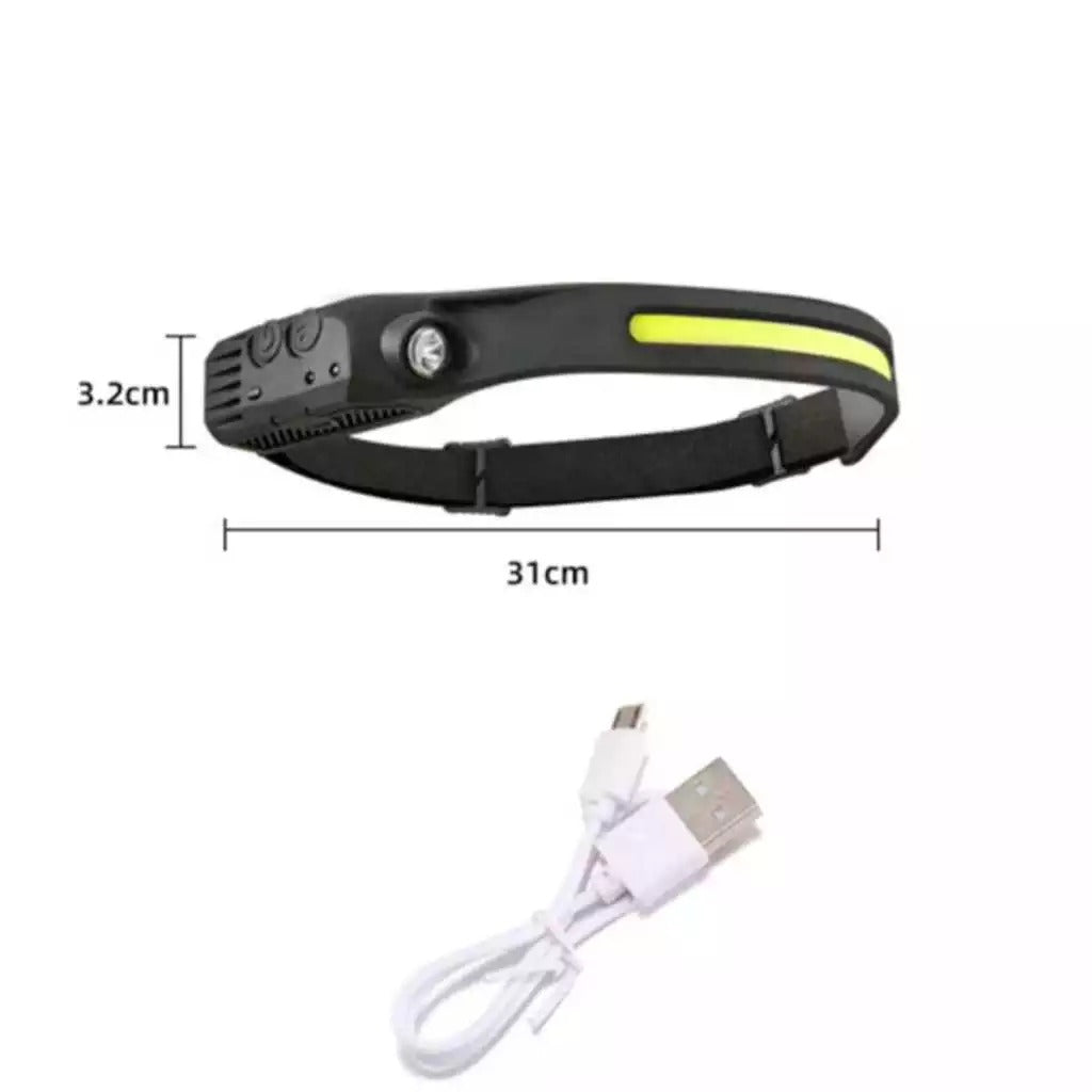 Lanterna de Cabeça LED Recarregável com Sensor de Movimento