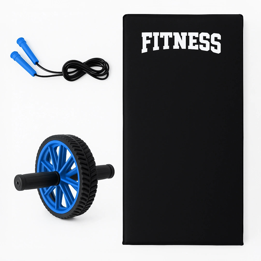 Kit Cross 3 em 1 Treino Academia Colchonete Corda Roda Abdominal - Better