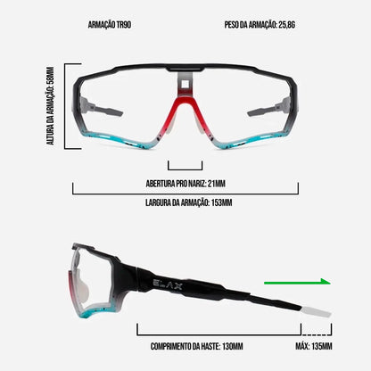 Oculos Ciclismo Lente Fotocromática Com Extensor unissex Proteção UV400+ - Better